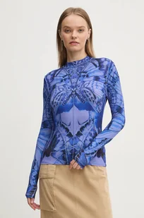 Desigual longsleeve BFLY damski kolor niebieski z półgolfem 24WWTK97 - Bluzki damskie - miniaturka - grafika 1