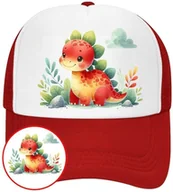 Czapki i chusty sportowe męskie - Czapka z Daszkiem Dinozaur Czerwona z Nadrukiem Na Lato Siatka Bejsbolówka - miniaturka - grafika 1