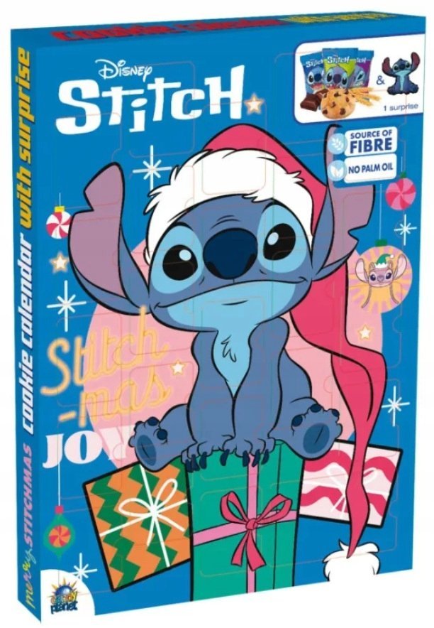 Kalendarz Adwentowy Disney Stitch 132g Ciasteczka Kruche Mikołaj ŚWIĘTA