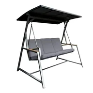 Huśtawki - MEVEN Huśtawka ogrodowa KINECTA szara 3-osobowa - miniaturka - grafika 1