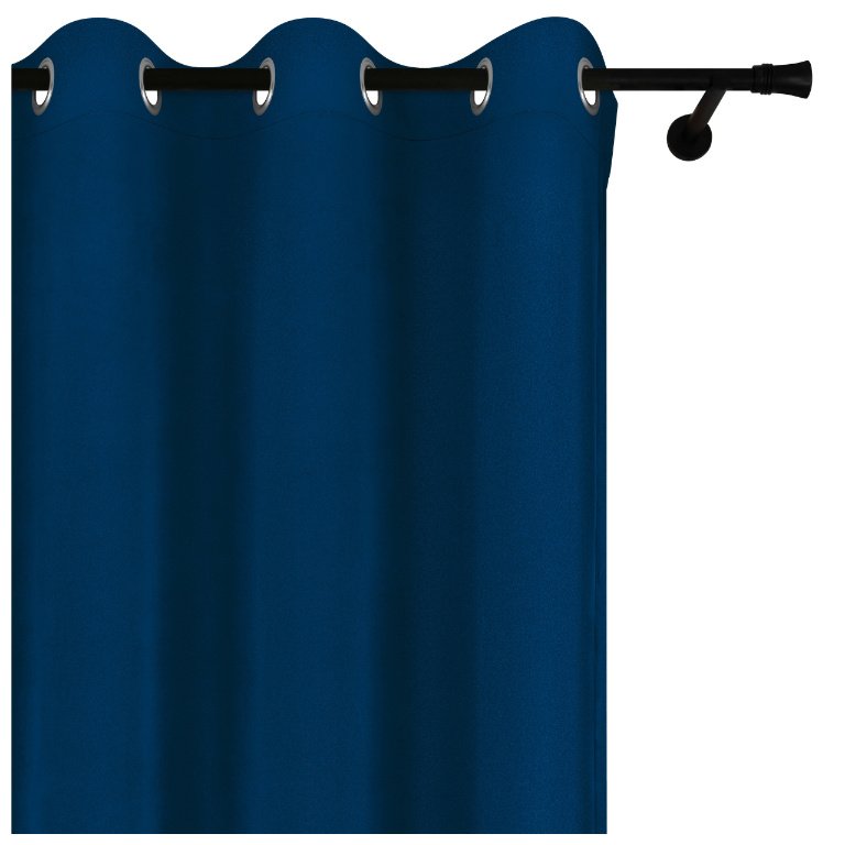 Voppi Długa zasłona okienna z grubego weluru 140 x 260 cm granatowa zasłona na przelotki