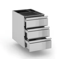 Meble gastronomiczne - B2B Partner Pojemnik z szufladami ze stali nierdzewnej, 3 szuflady, 400x560x528 mm 434091 - miniaturka - grafika 1