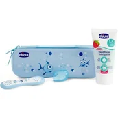 Pasty do zębów - Chicco Zestaw Pasta I Szczotka Do Zębów+ Etui Niebieski - miniaturka - grafika 1