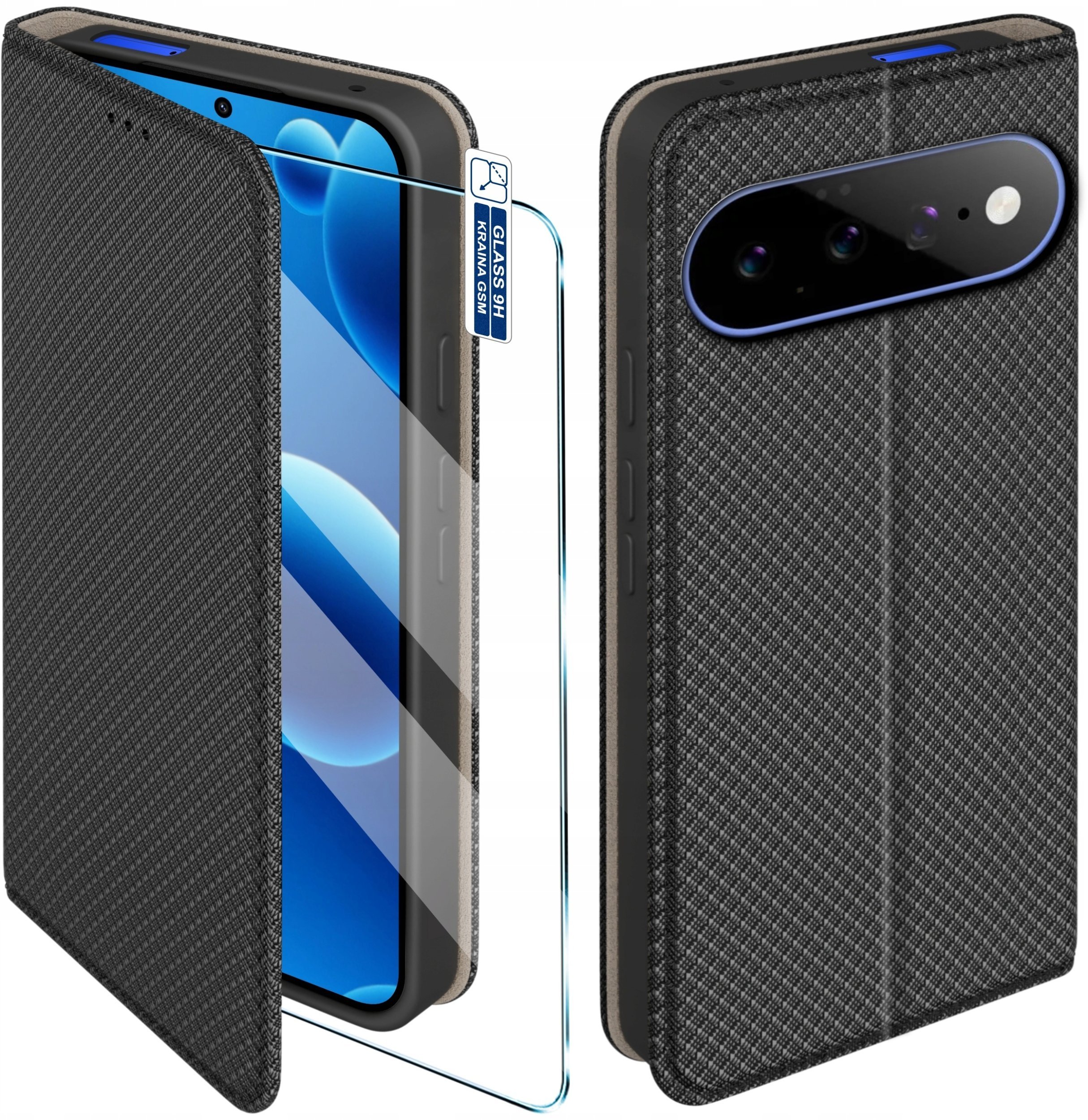 krainaGSM Etui Z Klapką Do Google Pixel 11 Pro Zamykane Czarne Futerał + Szkło 9H