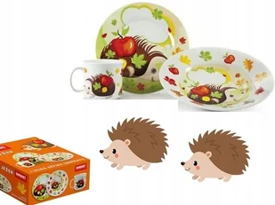 CERAMICZNY ZESTAW DLA DZIECI OBIADOWY śniadaniowy talerzyki jeżyk zastawa - Zestawy naczyń dla dzieci - miniaturka - grafika 1