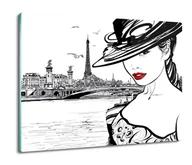 Deski do krojenia - osłona na płytę indukcyjną Kobieta Paryż 60x52, ArtprintCave - miniaturka - grafika 1