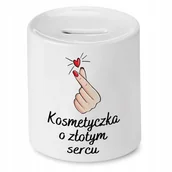 Skarbonki - SKARBONKA KOSMETYCZKI KOSMETYCZKA O ZŁOTYM SERCU z Nadrukiem ze Zdjęciem z - miniaturka - grafika 1
