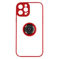 Etui i futerały do telefonów - iPhone 14 Pro Max Etui Podstawka wideo z dwóch materiałów z metalowym pierścieniem, czerwona - miniaturka - grafika 1