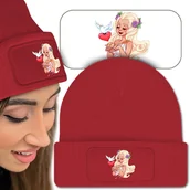 Czapki dla dzieci - Ciepła Czapka Zimowa Czerwona DZIEWCZĘCE Modne Wz - miniaturka - grafika 1