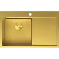 Zlewozmywaki - Mexen Exar zlewozmywak stalowy 1-komorowy z ociekaczem lewy 780 x 480 mm, złoty HC - 6433781010L-55HC - miniaturka - grafika 1