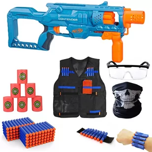 Nerf Elite 2.0 Contender F6787 + 100 Strzałek + Kamizelka + Bandana + Okulary + Opaska + Cele - Zabawki militarne - miniaturka - grafika 1