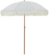 Parasole ogrodowe - vidaXL Parasol plażowy Szary i biały 160 x 195 cm Stal - miniaturka - grafika 1