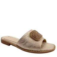 Klapki i japonki damskie - Potocki 43324 klapki damskie eleganckie z ozdobą złote - miniaturka - grafika 1