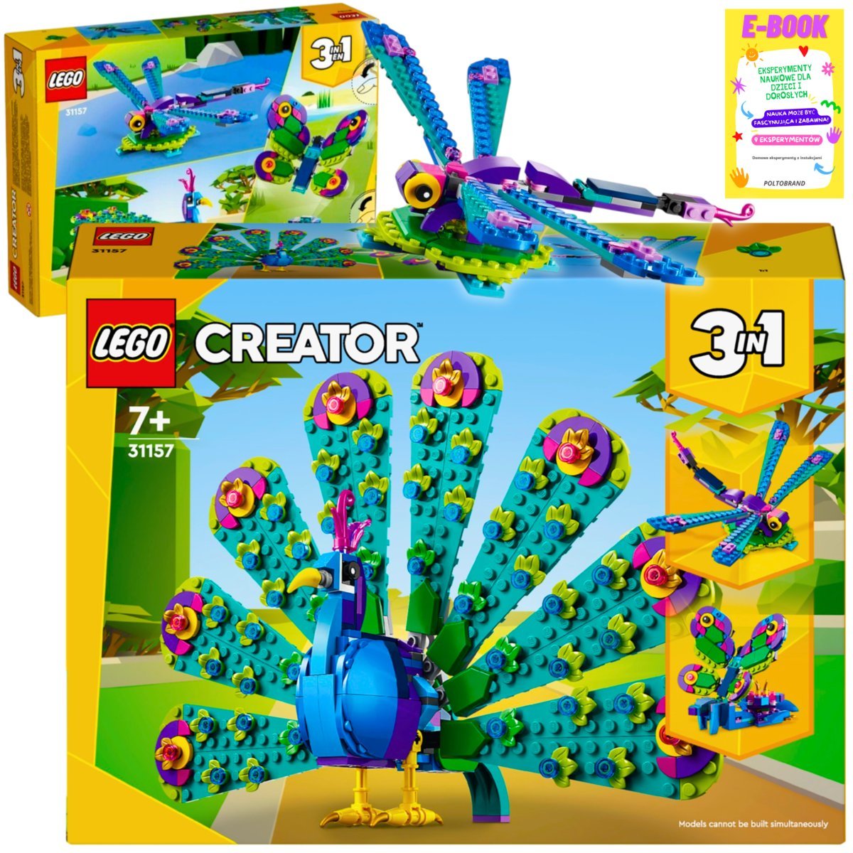 Lego Creator 3W1 Prezent - Egzotyczny Paw Ważka Motyl Klocki + Ebook