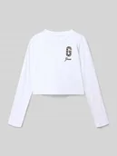 Koszulki dla dziewczynek - Bluzka krótka z długim rękawem i wyhaftowanym logo - miniaturka - grafika 1