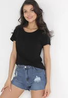 Koszulki i topy damskie - Czarny Gładki T-shirt z Bawełny z Krótkim Rękawem Charise - miniaturka - grafika 1