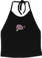 Koszulki i topy damskie - top damski SANTA CRUZ ROSE GLIMMER HALTER TOP Black - miniaturka - grafika 1