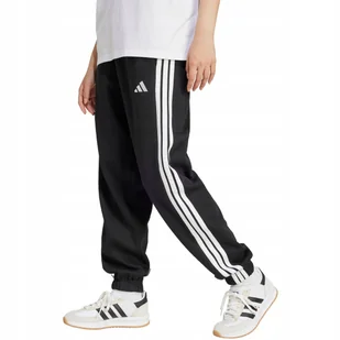 Spodnie damskie adidas Essentials 3-Stripes Fleece Loose-Fit czarne JE1276 - Dresy damskie Spodnie damskie adidas Essentials 3-Stripes Fleece Loose-Fit czarne JE1276 - Dresy damskie - miniaturka - grafika 1