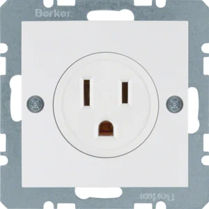 B.Kwadrat/S.1 Berker Gniazdo z uziemieniem USA/KANADA NEMA 5-15 R, biały, połysk - Gniazdka elektryczne - miniaturka - grafika 1