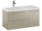 Szafki łazienkowe - Szafka Wisząca Z Umywalką RON 90 cm D Lewa - Cappuccino Mat - Uchwyty Chromowane - miniaturka - grafika 1