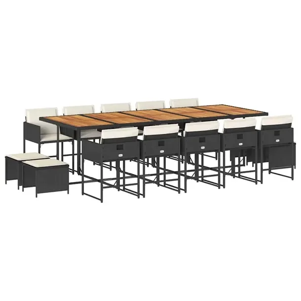 Zestaw Mebli Ogrodowych z Rattanu PE, Stół 275x106x73cm, Krzesło i Stoł