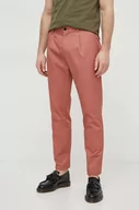 Spodnie męskie - Sisley spodnie bawełniane kolor różowy proste - miniaturka - grafika 1