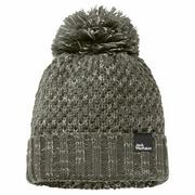 Czapki damskie - Damska czapka z pomponem Jack Wolfskin HIGHLOFT KNIT CAP WOMEN dusty olive - S - miniaturka - grafika 1