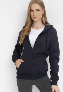 Granatowa Bluza z Kapturem Zapinana na Suwak Bran - Bluzy damskie - miniaturka - grafika 1