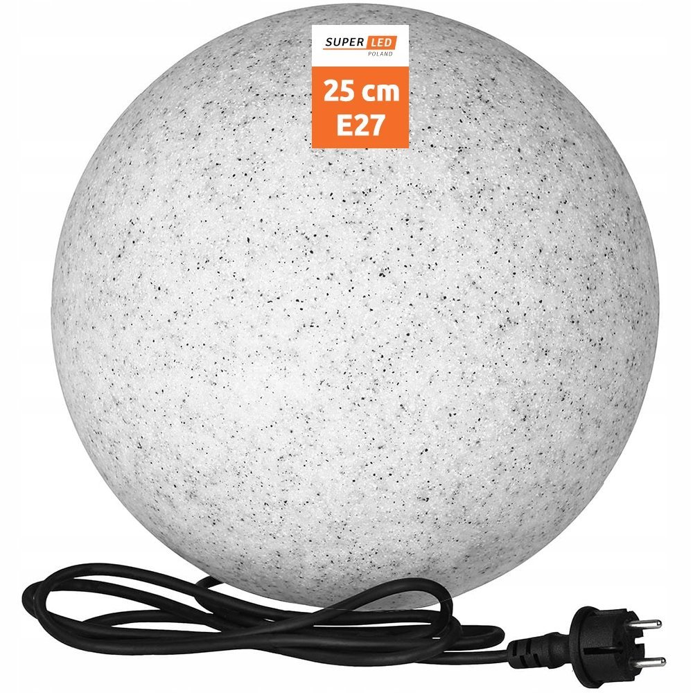 Kula ogrodowa LED 230V E27 25 cm imitacja KAMIENIA z przewodem i wtyczką