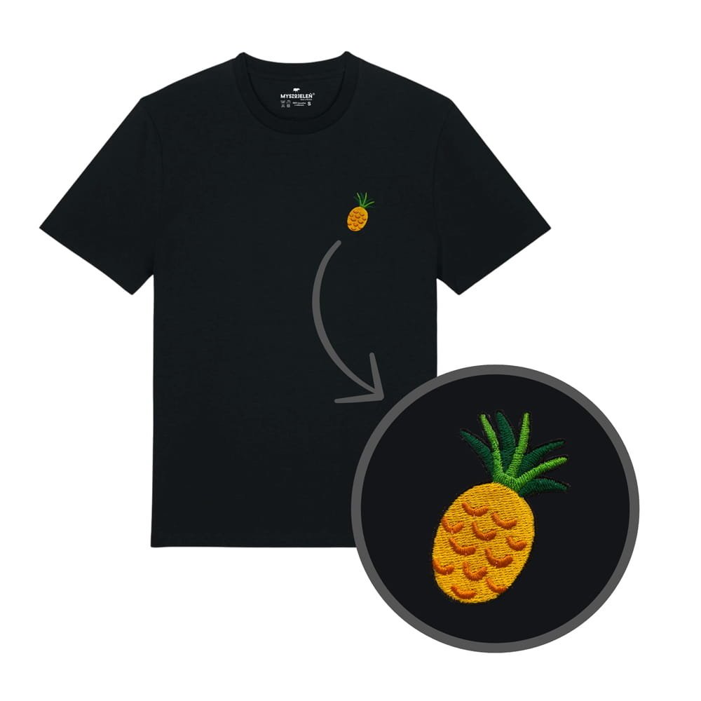 Haftowana koszulka - ANANAS - czarny S