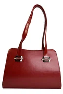 Torebki damskie - Bordowy skórzany elegancki kuferek - miniaturka - grafika 1