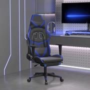 Fotele gamingowe - Lumarko Fotel gamingowy z podnóżkiem, czarno-niebieski, sztuczna skóra - miniaturka - grafika 1