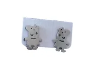 Kolczyki - KOLCZYKI WKRĘTKI ŚWINKA PEPPA SZTYFT SREBRNA STAL - miniaturka - grafika 1