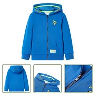 Bluzy dla dziewczynek - Bluza dziecięca z kapturem i suwakiem - niebieska - 116 - Bluza Dziecięca - miniaturka - grafika 1