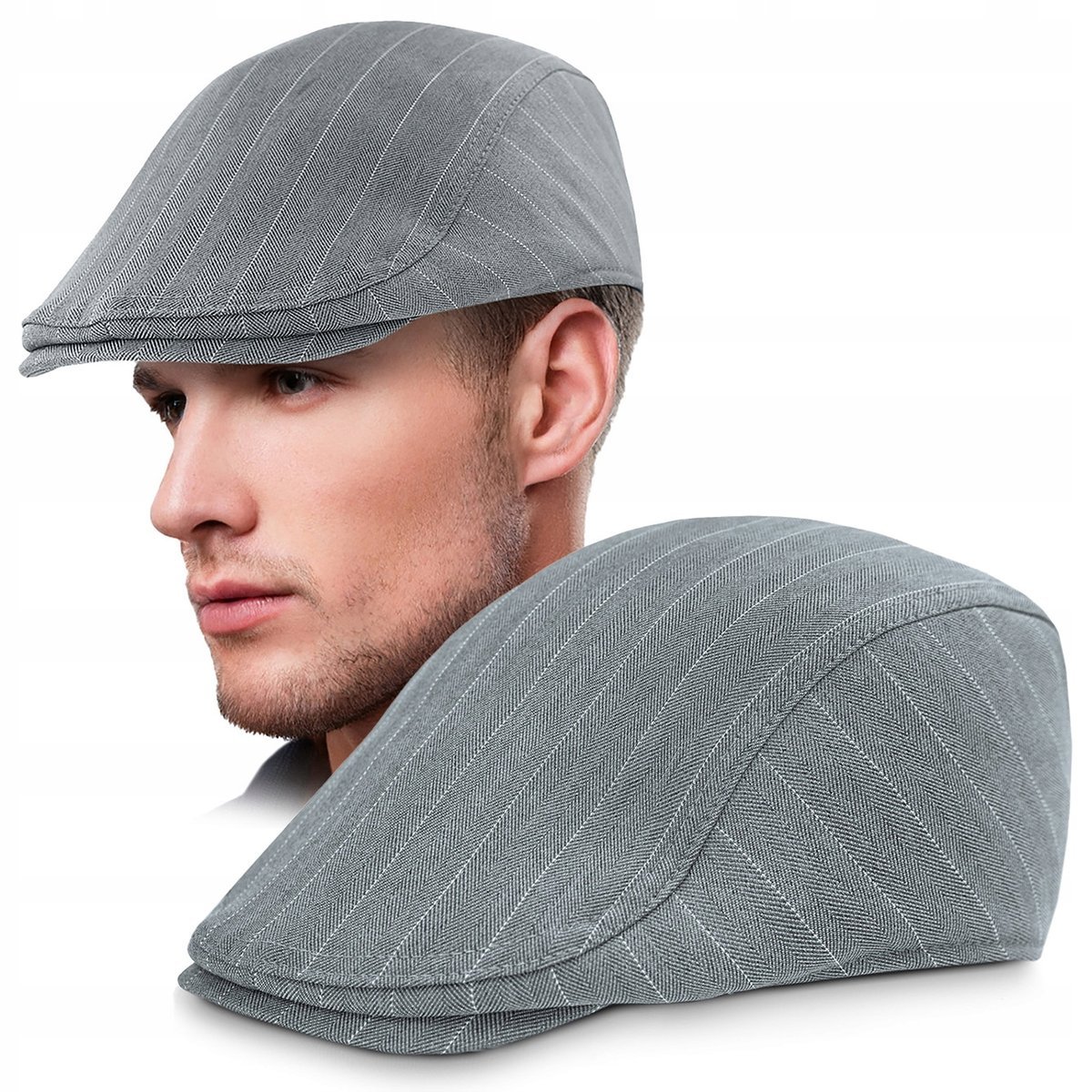KASZKIET Męski na Lato Czapka w Jodełkę Casual SZARONIEBIESKI Pako Jeans