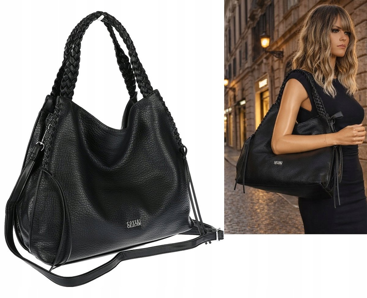 Torebka Damska Worek Shopper Torba na Ramię duża pajemna CC6703 Czarna