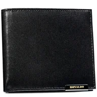 Portfele - Klasyczny czarny poziomy portfel męski bez zapięcia RONALDO skóra naturalna rozbudowany na karty i dokumenty mieści dowód rejestracyjny ochrona RFID.. - miniaturka - grafika 1