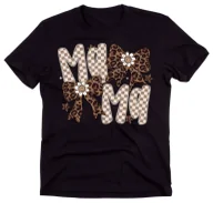 Koszulki i topy damskie - Czarna koszulka ''mama z kokardami w panterke'' - miniaturka - grafika 1