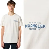 Koszulki męskie - Wrangler GRAPHIC TEE Vinatge BIAŁA BAWEŁNIANA KOSZULKA T-SHIRT LOGO S - miniaturka - grafika 1