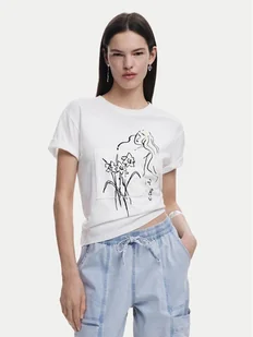 Desigual T-Shirt Paraguay 25SWTKAB Biały Regular Fit - Koszulki i topy damskie - miniaturka - grafika 1