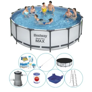 Pakiet komfortowy do basenu - Bestway Steel Pro MAX 457x122 cm okrągły - Baseny ogrodowe - miniaturka - grafika 1