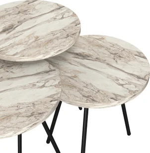 [en.casa] Zestaw stolików bocznych Ølgod stolik kawowy zestaw 3 stolików do salonu o wyglądzie białego marmuru z okrągłym blatem i metalowymi nogami stolik kawowy - Ławy i stoliki kawowe - miniaturka - grafika 1
