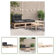 Sofy ogrodowe - Sofa ogrodowa Living Store bez podłokietników z poduszkami i stołkami - miniaturka - grafika 1