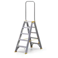 Pozostałe wyposażenie warsztatu - Schodki aluminiowe dwustronne ALVE FORTE z uchwytem, 2x5 stopni, wysokość 1,07 m - miniaturka - grafika 1