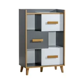 Regały - Regał z Szufladami W5 Werso Dolmar Biały Brylantowy, Antracyt, Dąb Riviera - miniaturka - grafika 1