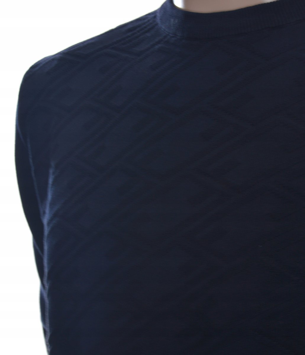 Strokers Klasyczny Sweter Męski Ze Wzorem Tłoczonym 3Xl Xxxl Granatowy