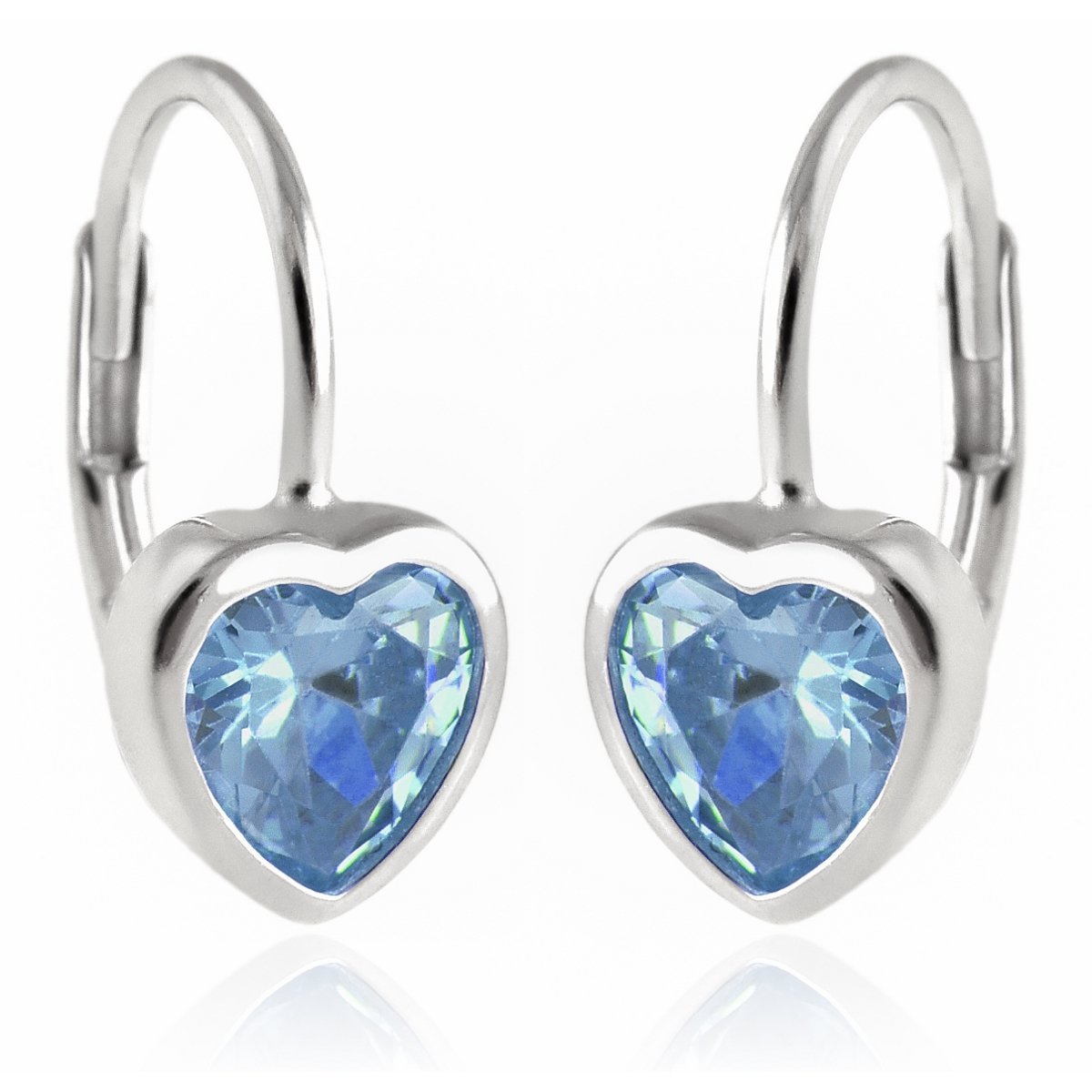 Kolczyki srebrne 925 z sercem i niebieskim kamieniem – romantyczna elegancja 1,9g