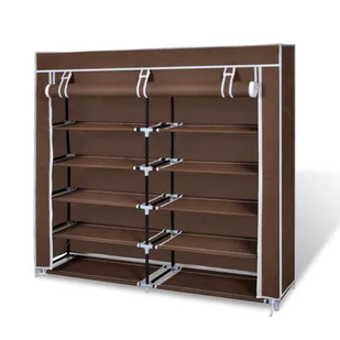 vidaXL Materiałowa szafka na buty z pokrywą 115 x 28 x 110 cm Brązowa - Szafka na buty - Szafki na buty - Szafka na buty - Wywrotka na buty - Szafki na buty - miniaturka - grafika 1