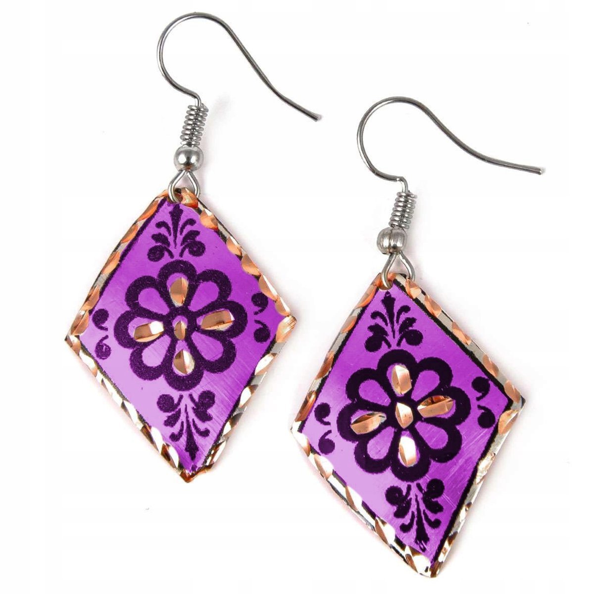 Kolczyki Miedziane Ręcznie Robione Unikalne Kwiaty Biżuteria Dla Kobiety