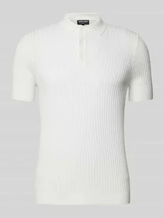 Koszulka polo o kroju slim fit z fakturowanym wzorem - Koszulki męskie - miniaturka - grafika 1